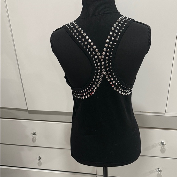 Elegant Black Tank Top with Silver Studs - Picture 3 of 6